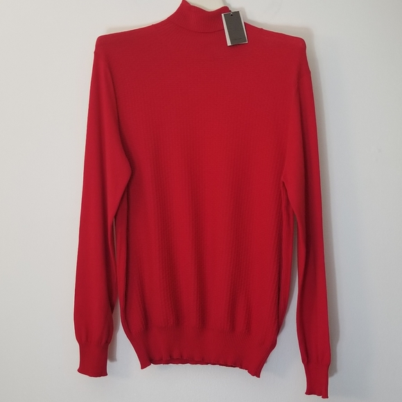 Canali Men's Black Edition Bright Red Textured Turtleneck Sweater IT 50 US 40 - Picture 3 of 6